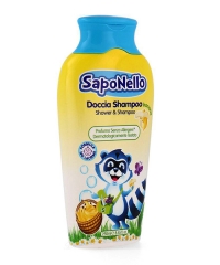 SapoNello Banana dětský sprchový gel a šampon 2v1 s vůní banánu 250 ml.