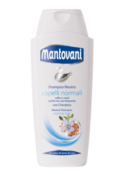 Mantovani Shampoo Neutro Capelli Normali, výživný šampón s keratinem a lněným semínkem na normální vlasy 400 ml.