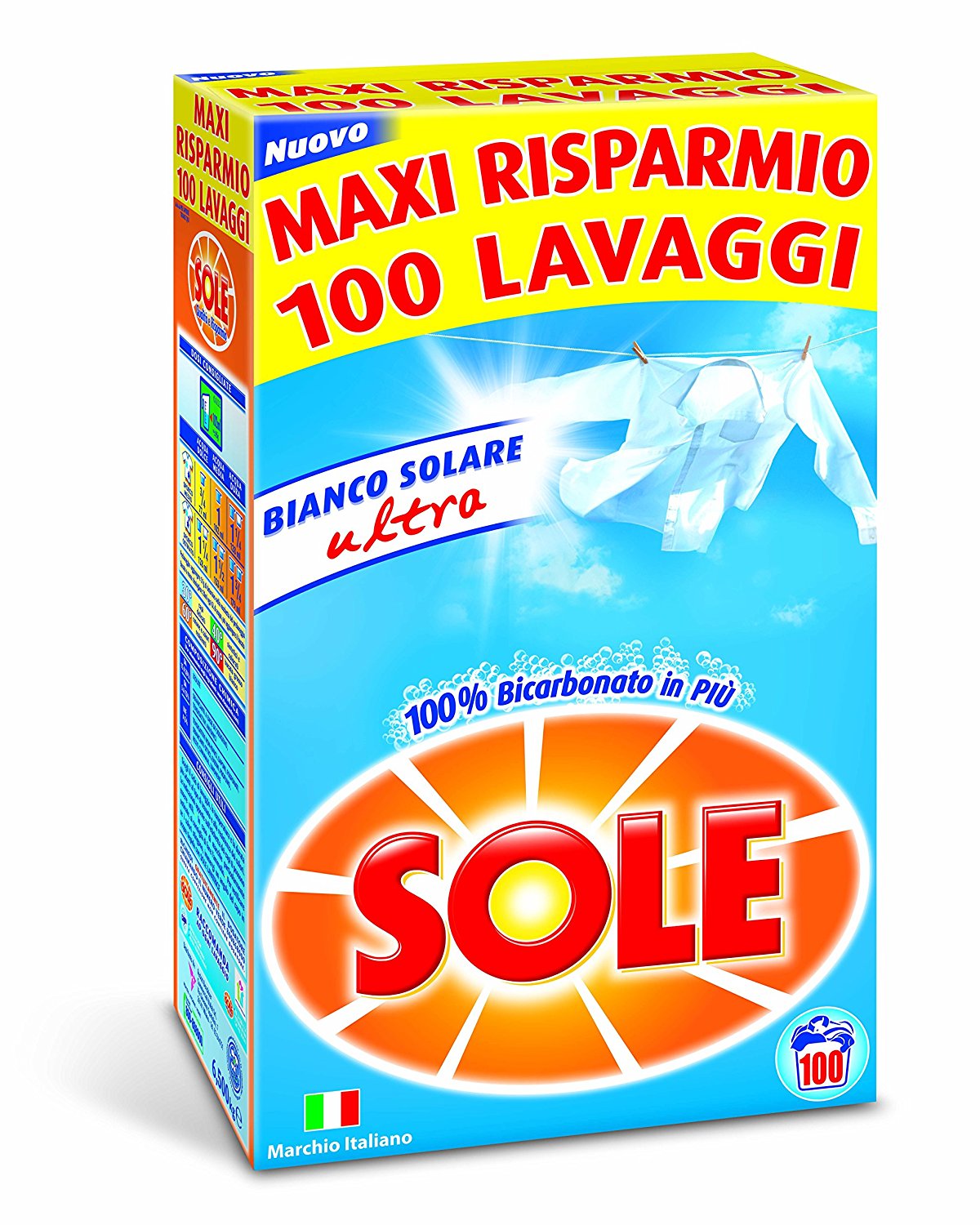 Sole Bianco Solare Ultra, prací prášek 6,5 kg., 100 pracích dávek