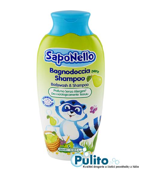 SapoNello Pera dětský sprchový gel/koupelová pěna/vlasový šampon 400 ml