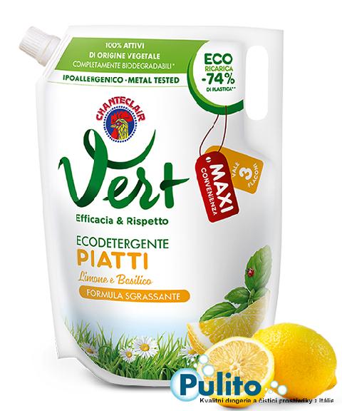 Chanteclair Vert Piatti, ekologický jar na nádobí citrón a bazalka 1500 ml (náhradní náplň)