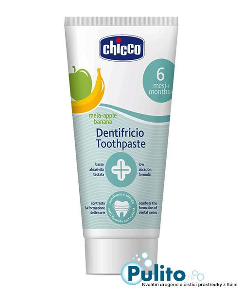 Chicco zubní pasta s fluorem příchuť jablko/banán od 6-24 měsíců 50 ml.