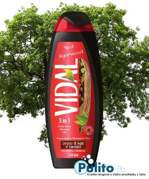 Vidal Red Agarwood, pánský sprchový gel/koupelová pěna/vlasový šampon 500 ml.