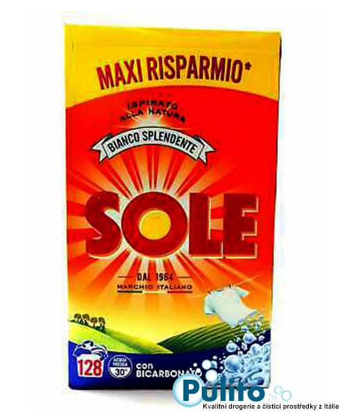 Sole Bianco Splendente con Bicarbonato, prací prášek 8 kg., 128 pracích dávek