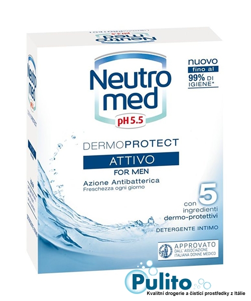 Neutromed pH 5,5 Attivo For Men, pánské intimní antibakteriální mýdlo 200 ml.