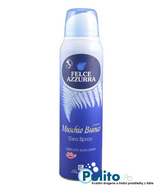 Felce Azzurra Deo Spray Muschio Bianco, tělový deodorant s přídavkem pudru 150 ml.