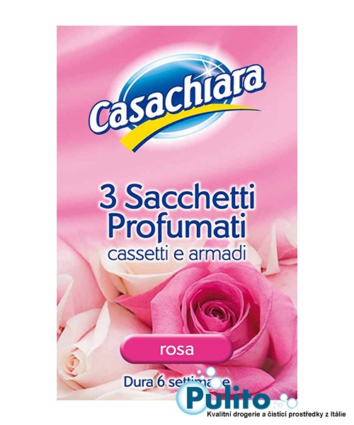 Casachiara Sacchetti Profumati Rosa, parfémované vůně do skříní a zásuvek, 3 ks.