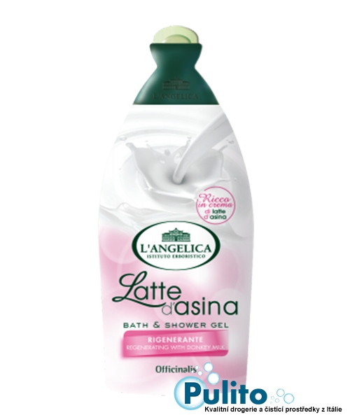 L´Angelica Officinalis Latte d´Asina, regenerační sprchový gel/koupelová pěna s oslím mlékem 500 ml.