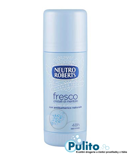 Neutro Roberts Deo Stick Fresco Cristalli di mentolo, tuhý tělový deodorant s krystalky mentolu bez hliníkových solí, 40 ml.