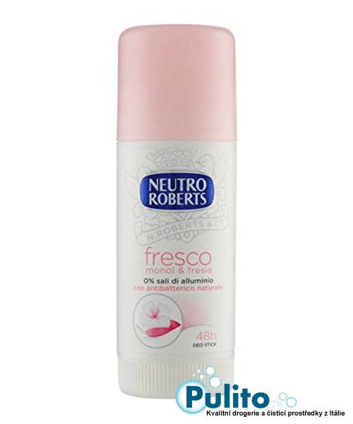 Neutro Roberts Deo Stick Fresco Monoï & Fresia, tuhý tělový deodorant s jemnou vůní fresie a monoï bez hliníkových solí, 40 ml.