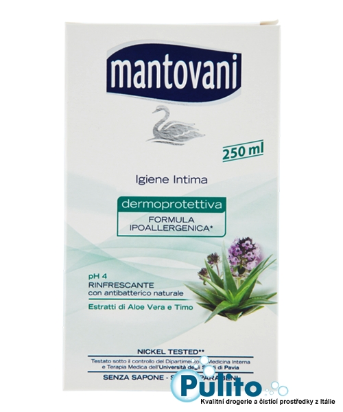 Mantovani Intimo Rinfrescante pH 4, osvěžující hypoalergenní intimní gel 250 ml.