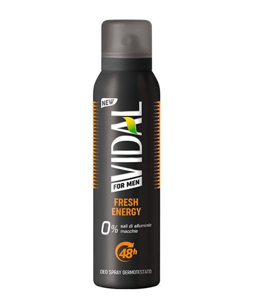 Vidal For Men Fresh Energy, pánský tělový deodorant ve spreji 150 ml.