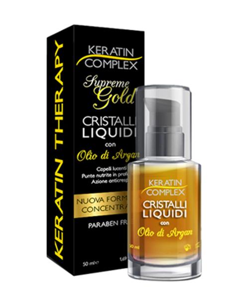 Keratin Complex Supreme Gold Cristalli Liquidi, tekuté krystaly s arganovým olejem 50 ml.