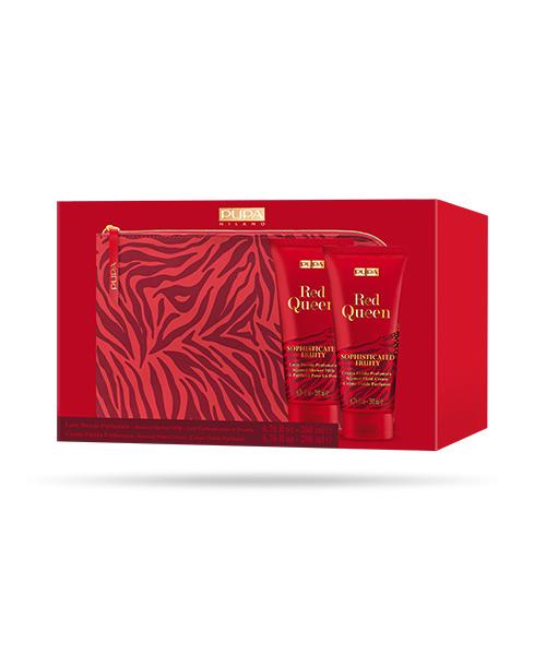 Pupa Red Queen Sophisticated Fruity dárková sada sprchové mléko 200 ml + tělový krém 200 ml + kosmetická taštička Pupa Red Queen Sophisticated Fruity dárková sada sprchové mléko 200 ml + tělový krém 200 ml + kosmetická taštička