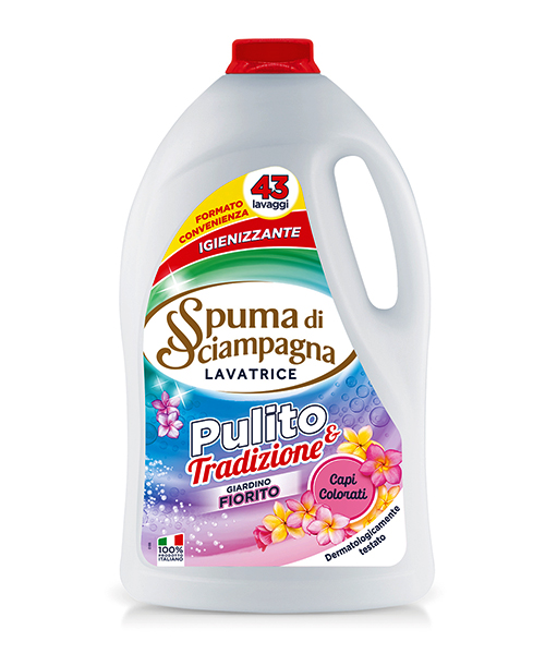 Spuma di Sciampagna Pulito e Tradizione Igienizzante Giardino Fiorito prací gel 2150 ml., 43 pracích dávek
