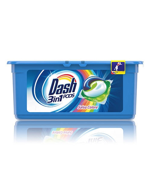 Dash All in 1 PODS gelové kapsle Salva Colore na barevné prádlo 25 ks.