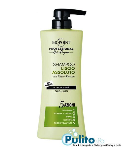 Biopoint Professional Liscio Assoluto, profesionální šampón pro dokonale rovné vlasy 400 ml