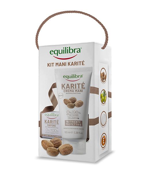 Equilibra Kit Karité dárková sada bambucké máslo vyživující krém na ruce 100 ml + toaletní mýdlo 100g
