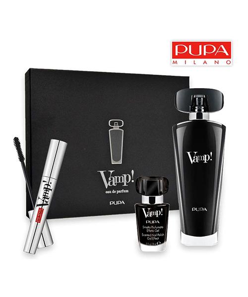 Pupa Vamp! Black dámská dárková sada EDP + lak na nehty Vamp! + řasenka Vamp!