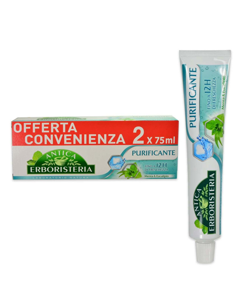 Antica Erboristeria Purificante Menta&Eucalipto, čistící zubní pasta 2x75 ml.