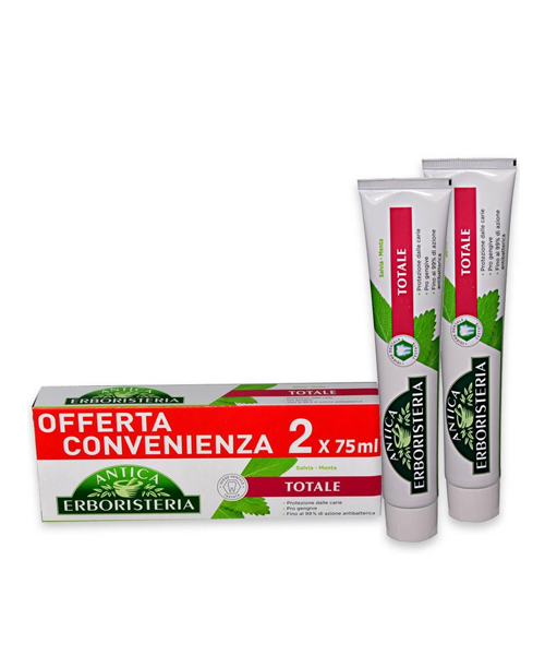 Antica Erboristeria Totale Menta&Salvia, antibakteriální zubní pasta 2x75 ml.