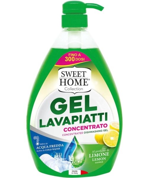 Sweet Home Gel Limone hustý přípravek na nádobí s pumpičkou a vůní citronu  1000 ml