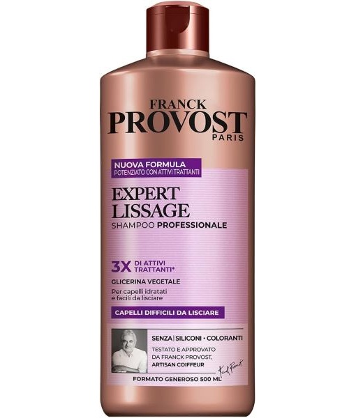 Franck Provost Paris Expert Lissage – Profesionální vyhlazující šampon s hydratačním efektem, s rostlinným glycerinem, bez silikonů 500 ml