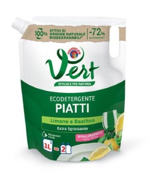 Chanteclair Vert Piatti, ekologický jar na nádobí citrón a bazalka 1 l (náhradní náplň)