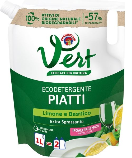 Chanteclair Vert Piatti, ekologický jar na nádobí citrón a bazalka 1 l (náhradní náplň)