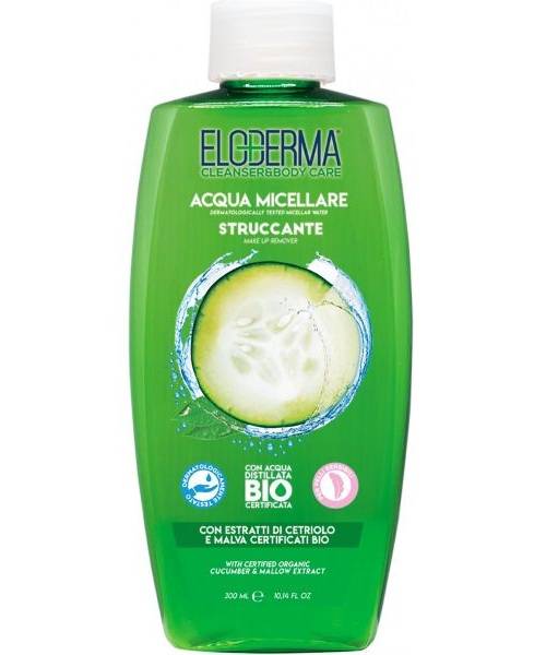 Eloderma Acqua Micellare Struccante, odličovací micelární voda s BIO extraktem z okurky a slézu 300 ml