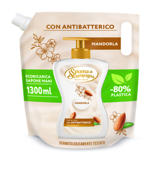Spuma di Sciampagna Latte di Mandorla e Burro di Karité antibakteriální tekuté mýdlo 1300 ml Spuma di Sciampagna Latte di Mandorla e Burro di Karité antibakteriální tekuté mýdlo 1300 ml