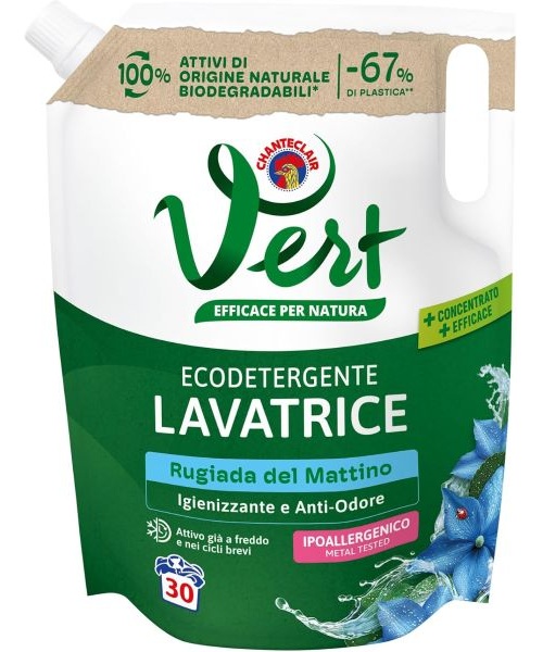 Chanteclair  Vert Ecodetergente Lavatrice Rugiada del Mattino, ekologický prací gel 1 200 ml, 30 pracích dávek
