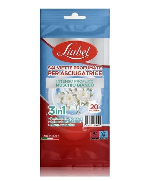 Liabel Muschio Bianco – parfémované ubrousky do sušičky s vůní Mošusu 3v1, 20 ks