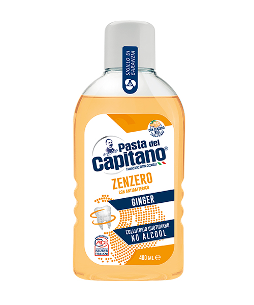 Pasta del Capitano Zenzero con Antibatterico, antibakteriální ústní voda s BIO zázvorem 400 ml